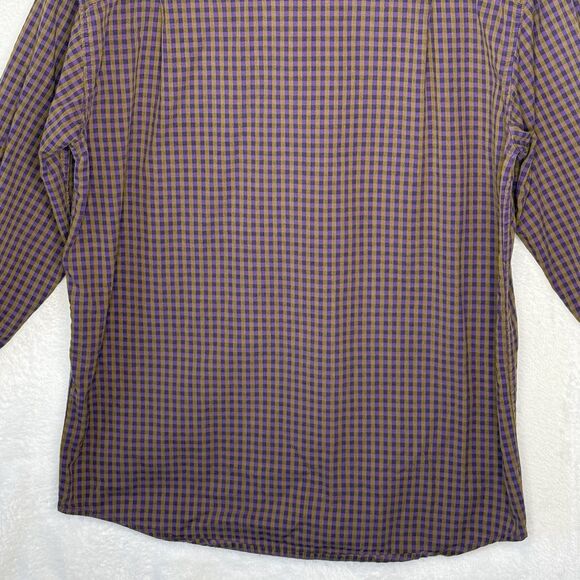 PATAGONIA Women's Size M Loose Fit Purple Khaki Check Plaid Button Front Shirt - Picture 12 of 16